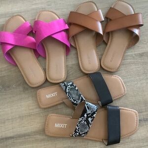 3 pair flat strappy sandals 8